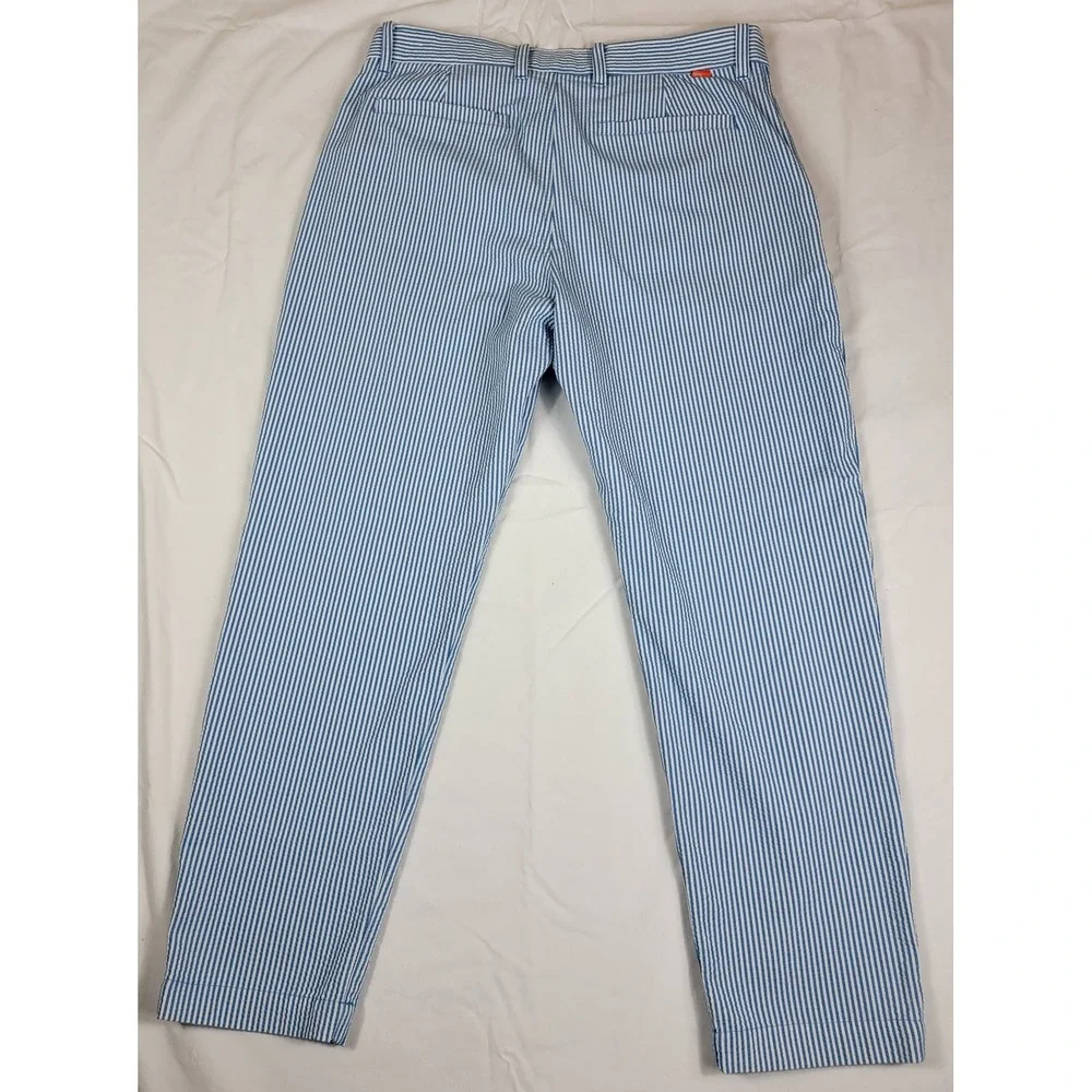 Nike Dri Fit Seersucker Stripe Golf Pants Mens 34x28 Blue White Chino Flat Front - Picture 6 of 10